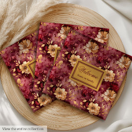 Lovely Blush Burgundy Gold Custom Tuch Napkin Set Serviette