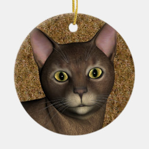 Lovely Brown Cat Keramik Ornament