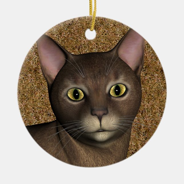Lovely Brown Cat Keramik Ornament (Vorne)