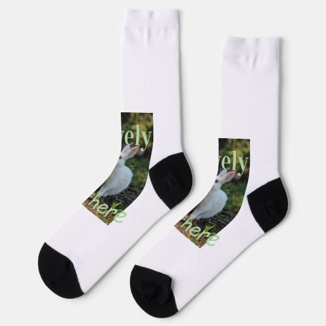 Lovely bunny rabbit pet photo name green pastel  socken (Linkes Detail)