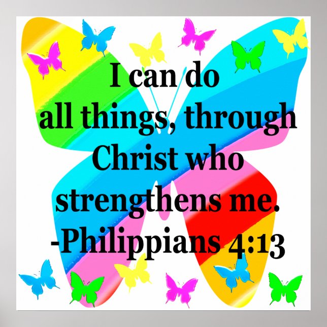 LOVELY BUTTERFLY PHILIPPIANS 4:13 FARBE POSTER (Vorne)