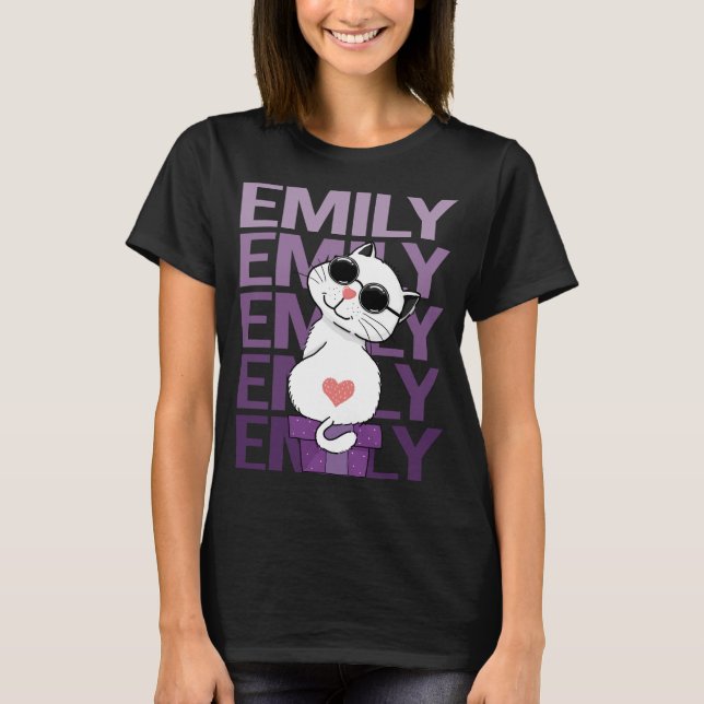 Lovely Cat - Emily Name T-Shirt (Vorderseite)