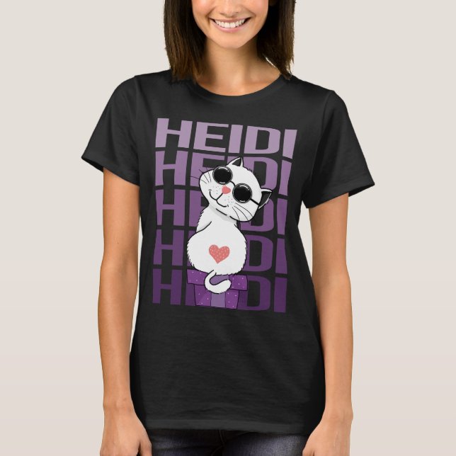 Lovely Cat - Heidi Name T-Shirt (Vorderseite)