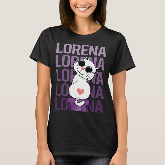 Lovely Cat - Lorena Name T-Shirt (Vorderseite)