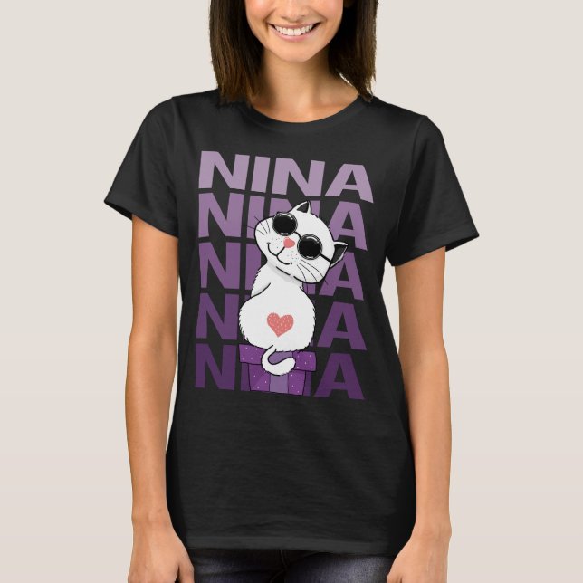 Lovely Cat - Nina Name T-Shirt (Vorderseite)