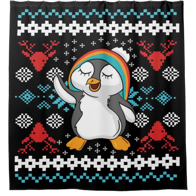Lovely Christmas Penguin Duschvorhang (Vorderseite)