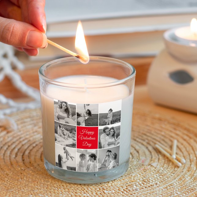 Lovely Collage Couple Foto & Happy Valentines Day Quadratischer Aufkleber (Von Creator hochgeladen)