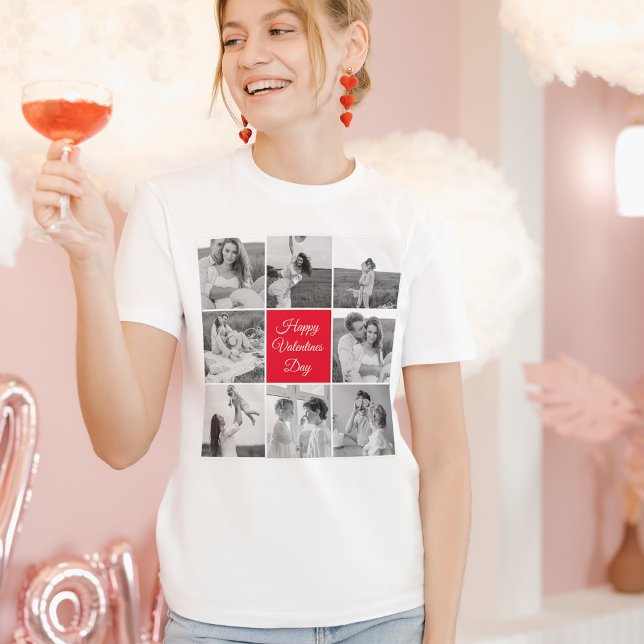 Lovely Collage Couple Foto & Happy Valentines Day T-Shirt (Von Creator hochgeladen)