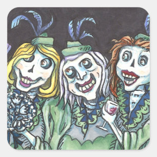LOVELY CREEPY ZOMBIE BRIDESMAIDS NEHMEN SELBST QUADRATISCHER AUFKLEBER