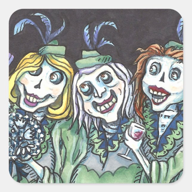 LOVELY CREEPY ZOMBIE BRIDESMAIDS NEHMEN SELBST QUADRATISCHER AUFKLEBER (Vorderseite)