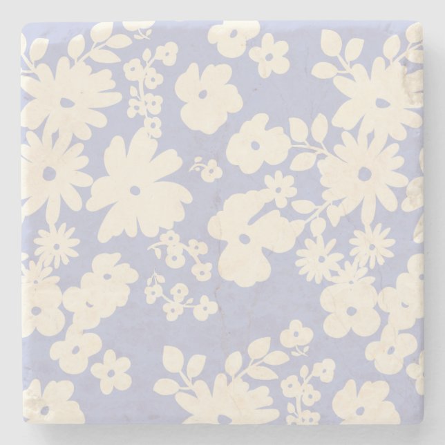 Lovely Daisies Pattern Custom Background Colors  Steinuntersetzer (Vorderseite)