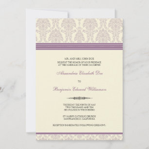 Lovely Damask Wedding Invitation (lila/creme) Einladung