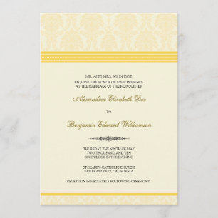 Lovely Damask Wedding Invitation (Zitrone/Creme) Einladung