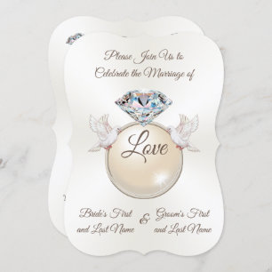 Lovely Diamond Ring Love Bird Wedding Einladungen