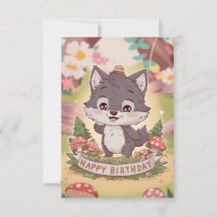 Lovely Dreamy Wolf Digital Geburtstag Karte
