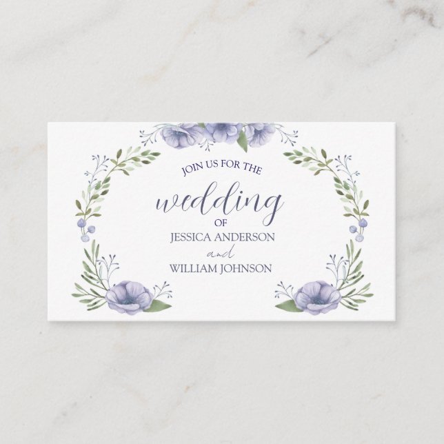 lovely dusty blue floral wedding begleitkarte (Vorderseite)