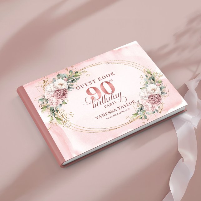 Lovely Dusty Pink Gold Eucalyptus 90th Birthday  Gästebuch (Lovely Dusty Pink Gold Eucalyptus 90th Birthday Guest Book

)