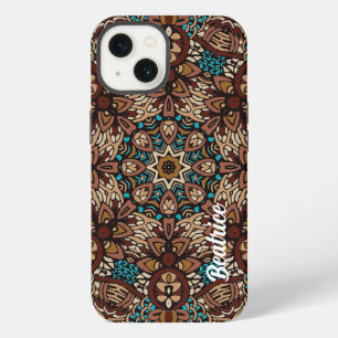 Lovely Earth Tones Turquoise Blue Brown Mandala iPhone 13 Hülle