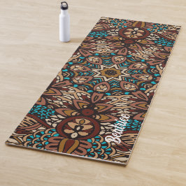 Lovely Earth Tones Turquoise Blue Brown Mandala Yogamatte