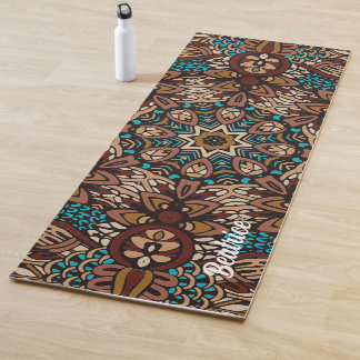 Lovely Earth Tones Turquoise Blue Brown Mandala Yogamatte