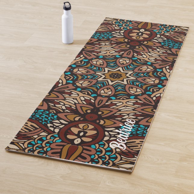 Lovely Earth Tones Turquoise Blue Brown Mandala Yogamatte (Beispiel)