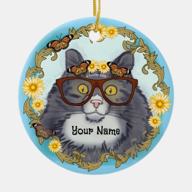 Lovely Floof Cat  Keramik Ornament (Vorne)