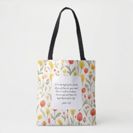 Lovely Floral John 8:12 Tote Bag