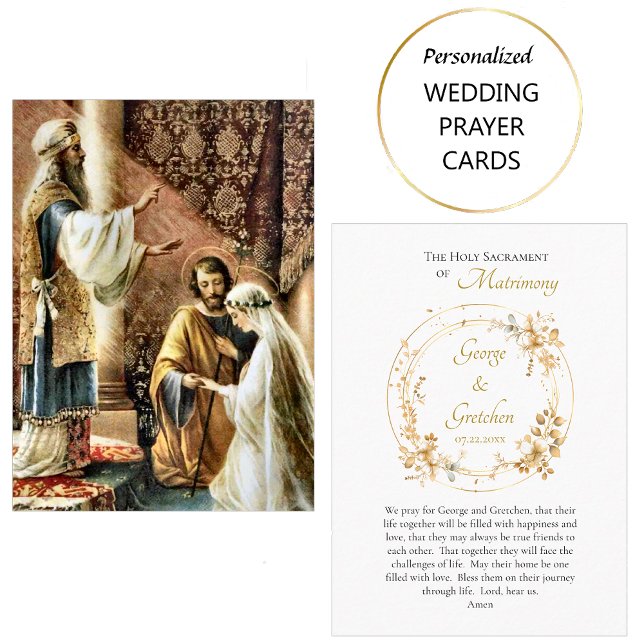 Lovely Flower Wreath Catholic Wedding Prayer Card  Platzkarte (Von Creator hochgeladen)