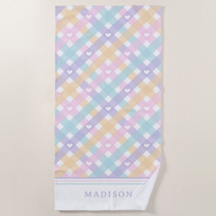 Lovely Gingham Plaid Hearts Strandtuch