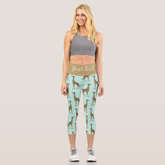 Lovely Giraffe Print Capri Leggings (Vorderseite)