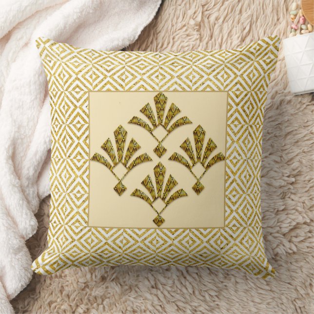 Lovely Gold Art Deco Motif Cushion. Kissen (Decke)