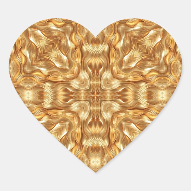 Lovely golden abstract pattern Herz-Aufkleber (Vorderseite)