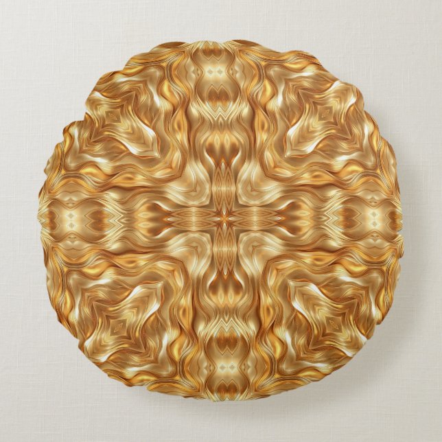 Lovely golden abstract pattern rundes kissen (Vorderseite)