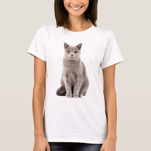 Lovely Gray Cat with Golden Eyes T-Shirt (Vorderseite)