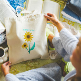 Lovely Hand Drawn Digital Sweet Sunflower Tragetasche