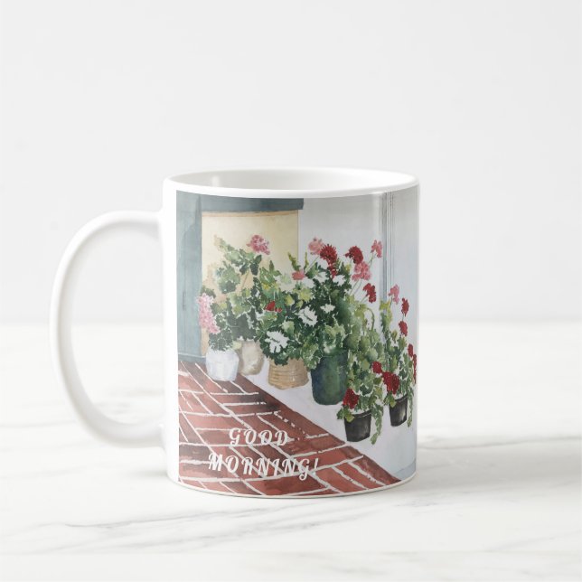 LOVELY HANDPAINTED WATERCOLOR FLORAL KAFFEE TASSE (Links)