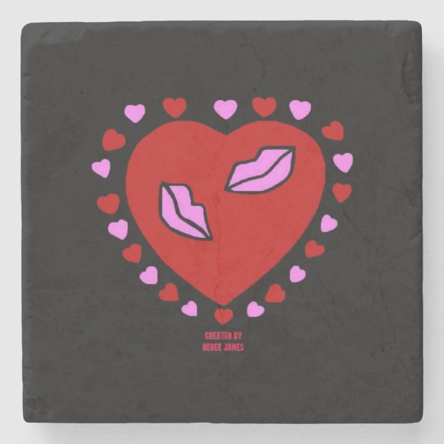 Lovely Heart Kisses Marble Untersetzer (Vorderseite)