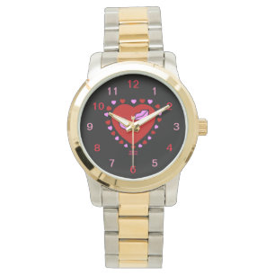 Lovely Heart Kisses Unisex Two-Tone Watch Armbanduhr