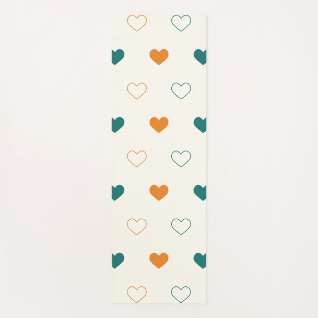 Lovely hearts / green orange cream yogamatte (Vorderseite)