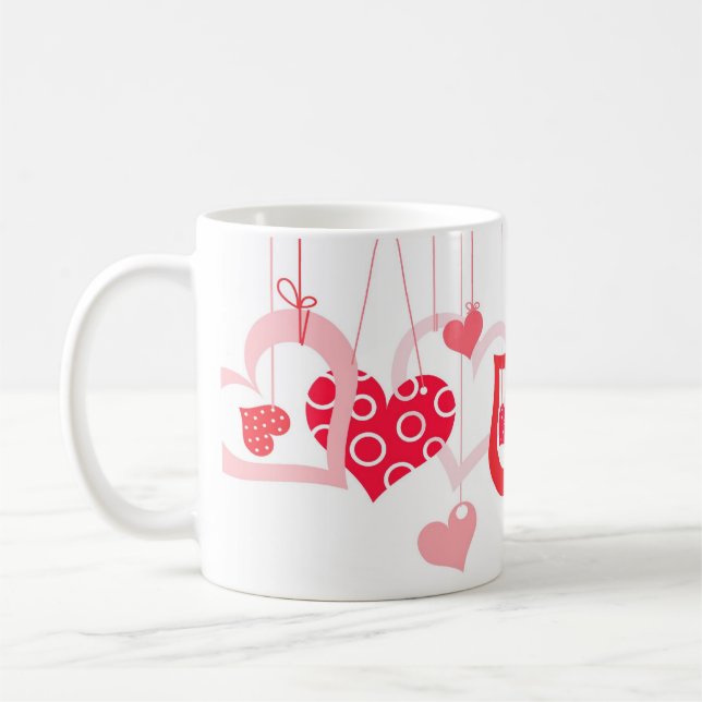 Lovely Hearts Hanging Valentine Niedliche Tasse (Links)