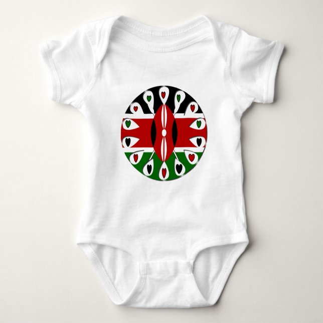 Lovely Hearts Kenya: Flag Art Motif Baby Strampler (Vorderseite)