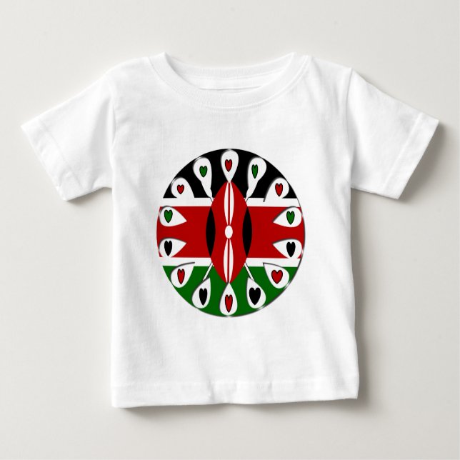 Lovely Hearts Kenya: Flag Art Motif Baby T-shirt (Vorderseite)