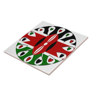 Lovely Hearts Kenya: Flag Art Motif Fliese