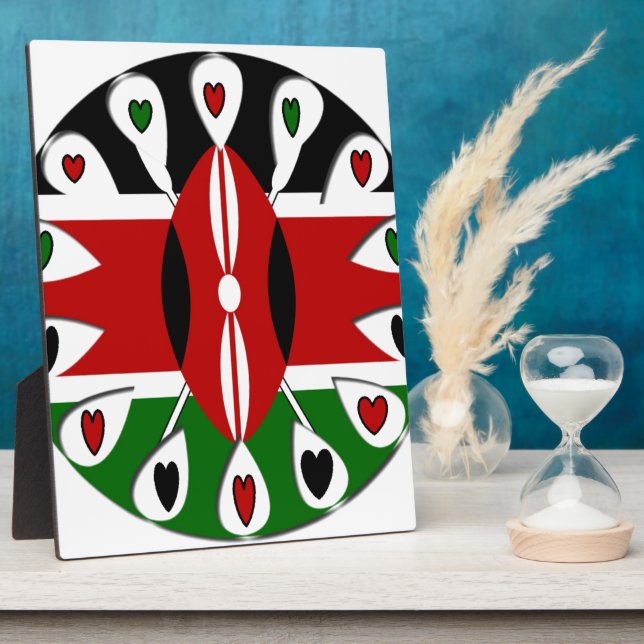 Lovely Hearts Kenya: Flag Art Motif Fotoplatte (Seite)