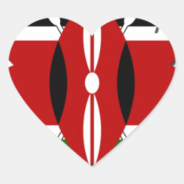 Lovely Hearts Kenya: Flag Art Motif Herz-Aufkleber