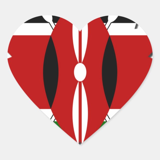 Lovely Hearts Kenya: Flag Art Motif Herz-Aufkleber (Vorderseite)