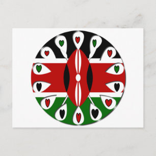 Lovely Hearts Kenya: Flag Art Motif Postkarte