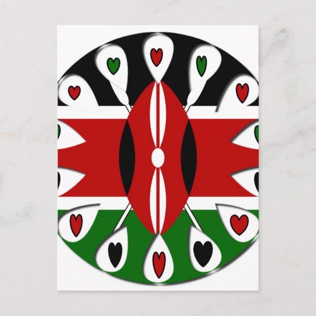 Lovely Hearts Kenya: Flag Art Motif Postkarte (Vorderseite)