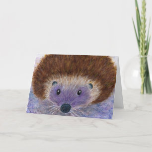 Lovely Hedgehog watercolour greetings art card Feiertagskarte