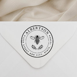 Lovely Honey Bee Round Wedding Return Address Permastempel